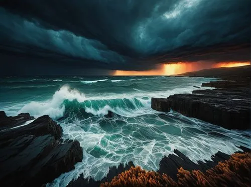 sea storm,stormy sea,seascape,storm surge,tidal wave,seascapes,Illustration,Realistic Fantasy,Realistic Fantasy 29