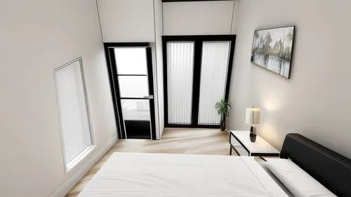 modern room,3d rendering,guest room,room divider,japanese-style room,guestroom,sleeping room,bedroom,sliding door,bedroom window,render,3d render,apartment,shared apartment,sky apartment,window frames,inverted cottage,canopy bed,3d rendered,modern decor,Interior Design,Bedroom,Modern,Italian Minimal Zen