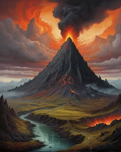 volcanic landscape,volcano,volcanic field,volcanos,volcanism,fire mountain,volcanic,stratovolcano,volcanic eruption,volcanic landform,the volcano,krafla volcano,volcanoes,shield volcano,active volcano,eruption,lava dome,lava,gorely volcano,the eruption,Illustration,Realistic Fantasy,Realistic Fantasy 05