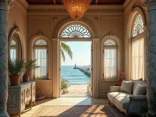 cabana,palmilla,ocean view,window with sea view,sunroom,oceanfront,beachfront,veranda,porch,front porch,paradisus,breakfast room,seaside view,palmbeach,cabanas,mediterranean,idyllic,oceanview,entryway,riviera,Photography,General,Realistic