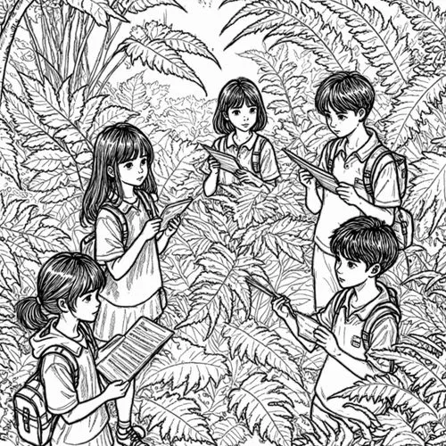 line art children,fernery,flower line art,philodendrons,mono line art,water-leaf family,mono-line line art,summer line art,botanists,botanical line art,foliage coloring,lineart,gardening,office line a