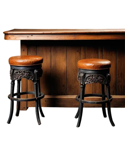 Rustic wooden bar, oxidized metal accents, distressed finish, vintage style, ornate carvings, rounded edges, wooden stools, dim lighting, warm atmosphere, low-angle shot, cinematic composition, shallo