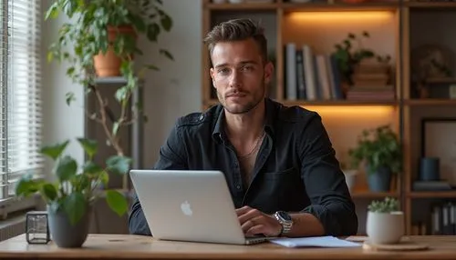 man with a computer,blur office background,alboran,work at home,schnetzer,sauli,Photography,Fashion Photography,Fashion Photography 06