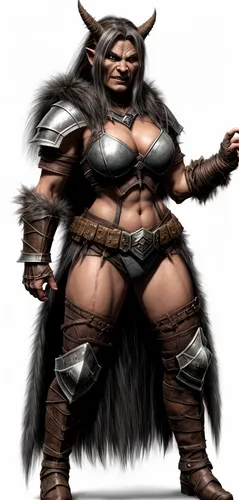 Orc woman fully clothed in fur plate armor,female warrior,barbarian,warrior woman,minotaur,half orc,tribal chief,mara,norse,massively multiplayer online role-playing game,dark elf,raider,orc,tribal bu