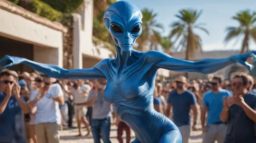 blue alien dancing la macarena,extraterrestrial,alien,extraterrestrial life,aliens,alien invasion,et,cgi,alien warrior,area 51,abduction,nazca,reptilians,avatar,mantis,close encounters of the 3rd degr