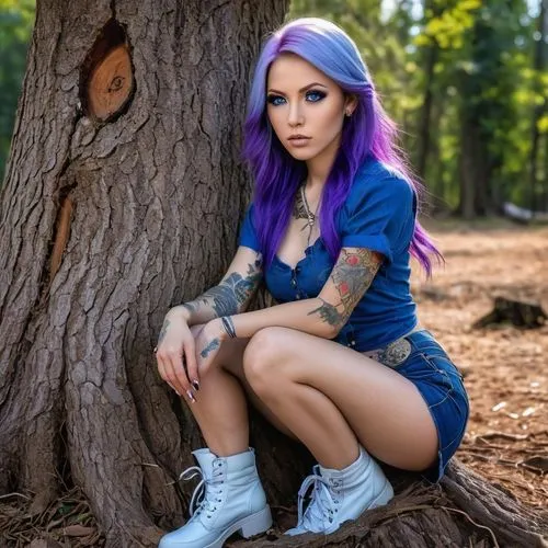 ashlee,blue hair,jeffree,chipko,the girl next to the tree,leela,Photography,General,Realistic