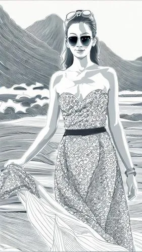 fashion illustration,beach background,the sea maid,digital drawing,girl on the dune,mermaid background,fashion sketch,world digital painting,fashion vector,the beach pearl,comic halftone woman,digital art,pencil drawing,girl on the boat,digital artwork,photo painting,summer line art,digital painting,vintage drawing,girl on the river,Design Sketch,Design Sketch,Character Sketch