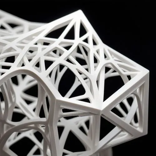 a close up of a 3d printed lattice on an organized geometrial pattern,a sculpture consisting of three dimensionally similar figures,latticework,metamaterial,hypercube,cube surface,octahedra,polyhedra