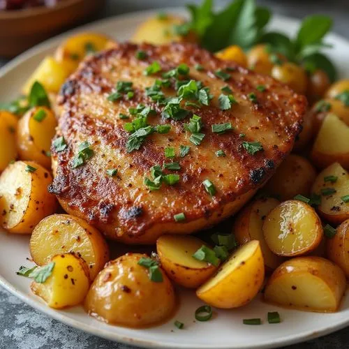 tuna steak,veal steak,ukrainian dill potatoes,piccata,rosemary potatoes,baked meat and potatoes