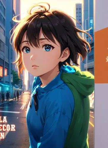 movie poster,an image of anime girl with a blue eyes in the city,takagaki,animeigo,hiro,nanako,masayoshi,akira,Anime,Anime,Realistic