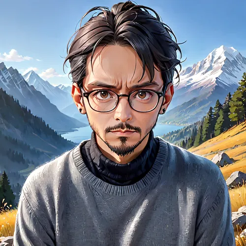 autumn icon,portrait background,custom portrait,fantasy portrait,world digital painting,artist portrait,illustrator,blogger icon,author,game illustration,flat blogger icon,autumn background,goatherd,vector illustration,cg artwork,download icon,kojima,reading glasses,edit icon,mountain guide,Anime,Anime,General