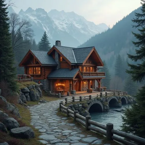 house in the mountains,house in mountains,the cabin in the mountains,log home,house in the forest,log cabin,mountain huts,mountain settlement,cottage,house with lake,home landscape,alpine village,wooden house,beautiful home,mountain hut,summer cottage,fantasy landscape,dreamhouse,chalet,small cabin,Photography,General,Realistic