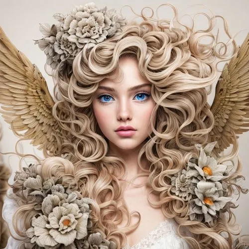 baroque angel,the angel with the veronica veil,vintage angel,headdress,feather headdress,headpiece,faery,angel wings,laurel wreath,feathered hair,fairy queen,faerie,flower fairy,beautiful bonnet,angel