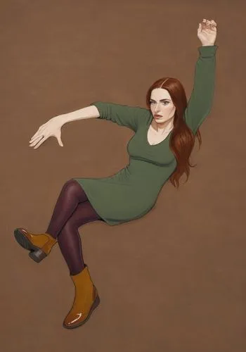 a painting of a woman in green dress laying down on floor,woman pointing,pointing woman,lady pointing,niffenegger,poise,epica,Illustration,Realistic Fantasy,Realistic Fantasy 28