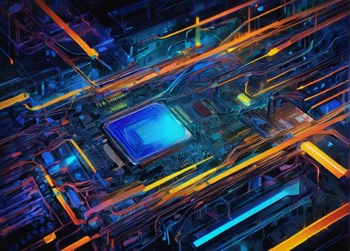 computer art,processor,reprocessors,computer chip,silicon,computer chips,motherboard,graphic card,multiprocessors,multiprocessor,computer graphic,cpu,chipsets,pentium,cyberscene,uniprocessor,xeon,electronics,vega,circuitry,Conceptual Art,Oil color,Oil Color 20