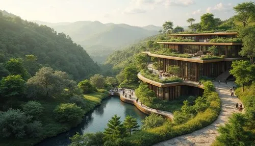 tree house hotel,treehouses,house in mountains,house in the mountains,tree house,asian architecture,house in the forest,forest house,ecotopia,tigers nest,treehouse,huzhou,ecovillages,kunplome,roof landscape,vietnam,the cabin in the mountains,house by the water,terraces,building valley,Photography,General,Realistic