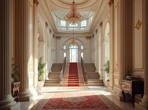 hallway,entrance hall,royal interior,corridor,cochere,hallway space,entranceway,palladianism,europe palace,hall of the fallen,ritzau,grandeur,marble palace,ornate room,foyer,bahai,enfilade,mikhailovsky,entranceways,sapienza,Photography,General,Realistic