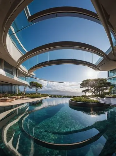 infinity swimming pool,futuristic architecture,amanresorts,glass roof,luxury property,glass wall,Photography,General,Natural