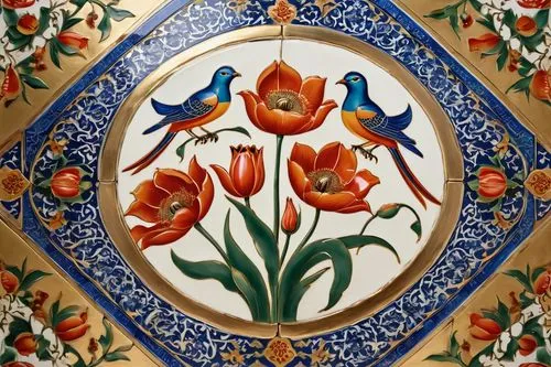 turkestan tulip,floral ornament,floral and bird frame,flower and bird illustration,an ornamental bird,spanish tile,two tulips,novruz,tulips,tulip flowers,floral decorations,ornamental bird,tulip background,khamsa,ceramic tile,tulip,enamelled,iranian nowruz,decorative flower,floral composition,Photography,General,Cinematic