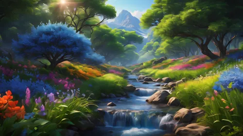 fantasy landscape,landscape background,fairy forest,spring background,mountain stream,cartoon video game background,springtime background,mountain spring,fairy world,salt meadow landscape,forest landscape,elven forest,nature landscape,fairytale forest,beauty scene,meadow landscape,brook landscape,mountain meadow,beautiful landscape,forest background,Photography,General,Natural