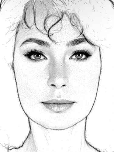 the drawing shows a close up of the head of a woman with long hair,audrey hepburn,hepburn,fonteyn,drawing mannequin,eyes line art,rotoscoped,Design Sketch,Design Sketch,Black and white Comic