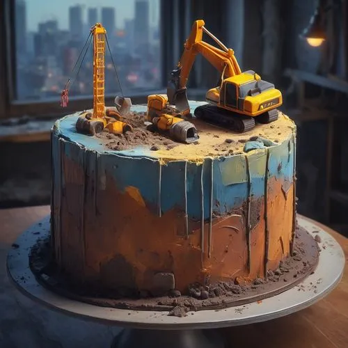 a cake,construction machine,birthday cake,gateau,cake,little cake,Conceptual Art,Fantasy,Fantasy 01