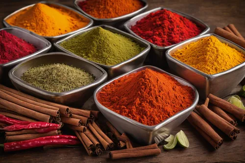 Create a social media post showcasing the vibrant colors of Cajun spices available at your local grocer.,colored spices,indian spices,five-spice powder,spices,spice mix,spice market,paprika powder,spi