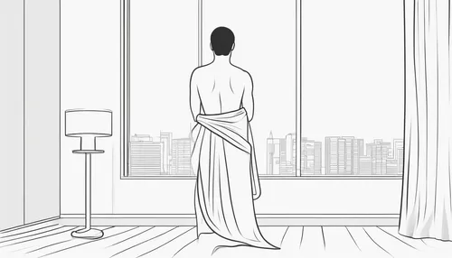 Feeling vulnerable in a towel: Write about standing alone, exposed, and uncertain in a dimly lit room.,perfume bottle silhouette,curtains,a curtain,drapes,curtain,woman silhouette,hotel man,bathrobe,w