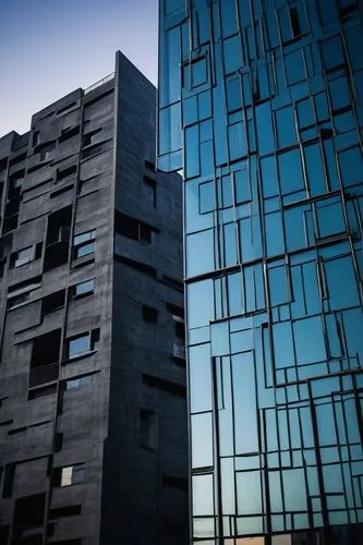 Modern building, sleek design, steel frame, glass facade, minimalist decor, clean lines, rectangular shape, urban setting, cityscape, metropolitan area, concrete jungle, brutalist style, industrial ch