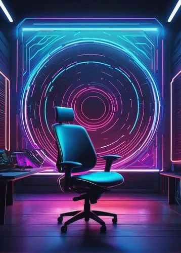 blur office background,computer room,computer desk,ufo interior,neon human resources,computer art,new concept arms chair,desk,office chair,computer workstation,80's design,cinema 4d,3d background,chair circle,chair png,retro background,zoom background,creative office,neon coffee,working space,Conceptual Art,Sci-Fi,Sci-Fi 25