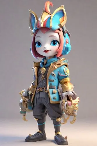 scandia gnome,goki,wind-up toy,cat warrior,scandia gnomes,royal tiger,mascot,chibi girl,musketeer,chibi,3d model,kokoshnik,game figure,3d figure,mara,female warrior,welschcorgi,female lion,adventurer,hosana,Digital Art,3D