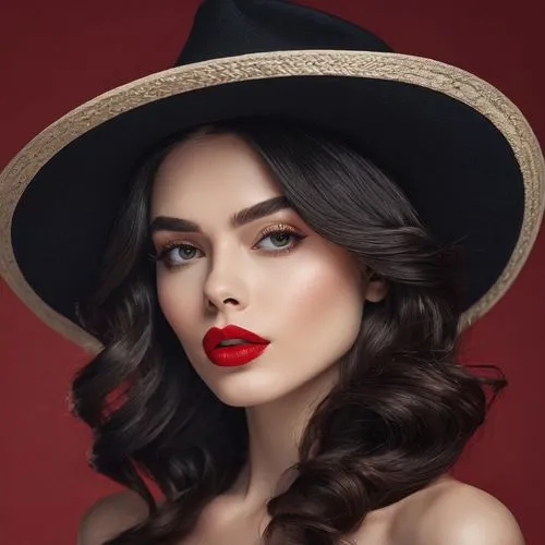 red lips,red lipstick,black hat,pointed hat,woman's hat,leather hat,girl wearing hat,beret,the hat-female,the hat of the woman,witch hat,women's hat,red magnolia,akubra,petrova,women's cosmetics,milliner,sombrero,vampire woman,womans hat,Photography,Fashion Photography,Fashion Photography 01