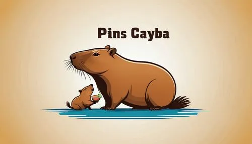 Capybara and its cub eating lunch buffet ,an animal and a baby sitting on a pool,coypu,capybara,capybaras,platypus,cyanopepla,pinniped,Unique,Design,Logo Design