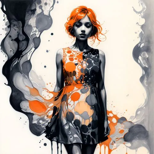 transistor,ink painting,painted lady,bachalo,splatters,triss,inkblots,anchoress,seelie,persephone,splatter,rankin,behenna,jeanneney,rossmo,splattered,clementine,emic,karou,converge,Illustration,Black and White,Black and White 34