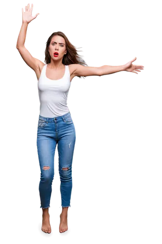 mirifica,self hypnosis,woman pointing,girl on a white background,transparent background,jeans background,woman holding gun,hyperhidrosis,image manipulation,on a transparent background,vestibular,pointing woman,macarena,pmdd,transparent image,perimenopause,photoshop manipulation,scared woman,arms outstretched,portrait background,Photography,General,Sci-Fi