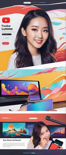 Create an exciting and energetic YouTube banner that captures the essence of your content,lenovo,blur office background,lotte,computer graphics,computer art,cosmetic brush,youtube card,ads,computer sc