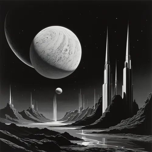 lunar landscape,space art,futuristic landscape,galilean moons,moonscape,alien planet,earth rise,moon valley,phase of the moon,iapetus,pluto,exoplanet,alien world,sci fiction illustration,planetary system,planet eart,moons,pioneer 10,valley of the moon,sci fi,Conceptual Art,Sci-Fi,Sci-Fi 16