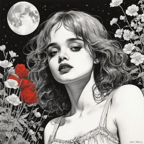 kommuna,viveros,behenna,persephone,mucha,queen of the night,Illustration,Paper based,Paper Based 19