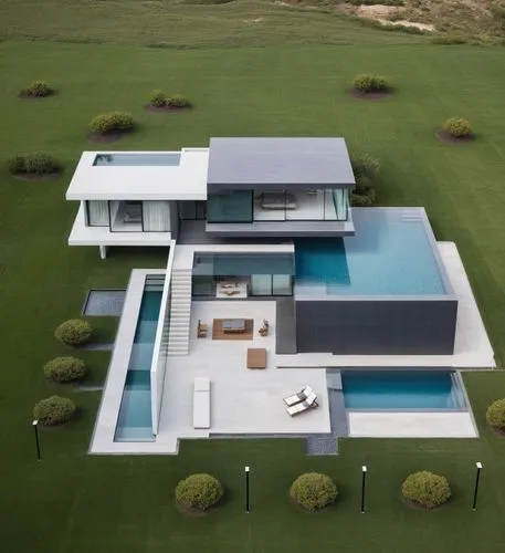 the modern house has large swimming pool,dunes house,modern house,cube house,modern architecture,pool house,dreamhouse,Photography,General,Realistic