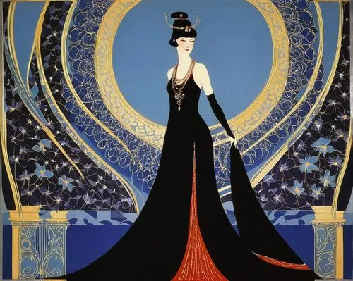 poiret,schiaparelli,art deco woman,ziegfeld,art deco,nouveau,brugiere,a floor-length dress,safronov,jacquemart,vionnet,temperley,art deco frame,art nouveau frame,traviata,semiramide,ritzau,nazimova,ziegfield,takarazuka,Illustration,Retro,Retro 26