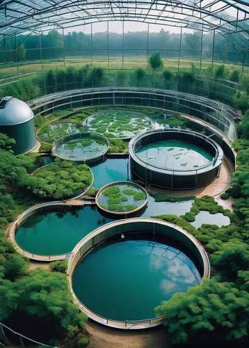 wastewater treatment,aquaculture,fish farm,water plant,sewage treatment plant,biospheres,water plants,clarifier,ecotopia,aquaponics,biopiracy,artificial islands,terraformed,hydroponics,aquiculture,thermal spring,ehatchery,biosphere,wastewater,feedwater,Art,Artistic Painting,Artistic Painting 33