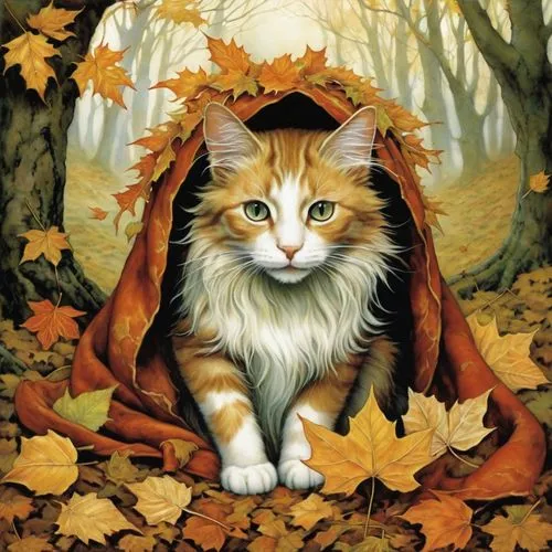 autumn,cat,gato,otoño,puerto montt,chile,Illustration,Realistic Fantasy,Realistic Fantasy 14