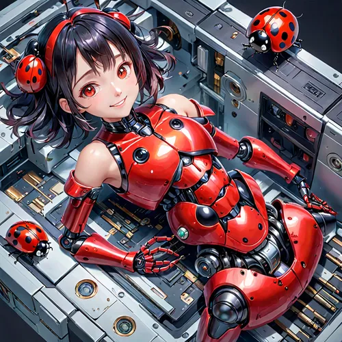 kotobukiya,two-point-ladybug,ladybug,cyber,anime 3d,cybernetics,lady bug,mechanical,electronics,car battery,ai,cpu,computer,compute,telephone operator,robotic,ladybugs,red matrix,heavy cruiser,cyberspace,Anime,Anime,General