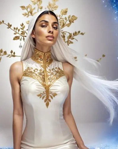 the snow queen,white rose snow queen,suit of the snow maiden,zodiac sign libra,elven,virgo,bridal clothing,priestess,elven flower,horoscope libra,white winter dress,gold filigree,fantasy woman,white c