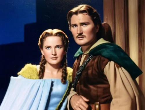 Errol Flynn as Robin hood head for 1/6th scale doll,a man and woman in roman costume are facing each other,maureen o'hara - female,furlanetto,donizetti,ninotchka,otello,stanwyck