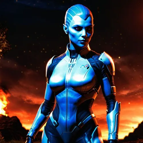 symetra,mystique,widowmaker,neottia nidus-avis,nova,grey fox,darth talon,blue enchantress,alien warrior,cobalt,avatar,andromeda,nebula guardian,digital compositing,fire background,dark elf,3d rendered,show off aurora,3d render,wasp,Photography,General,Realistic