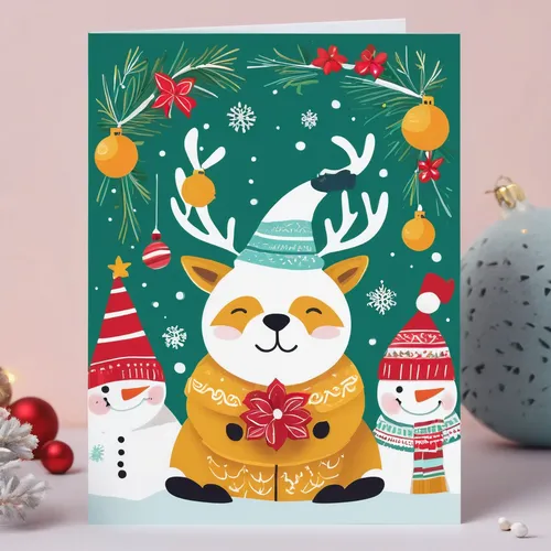 Craft vibrant Christmas cards with cheerful characters, colorful gifts, and holiday wreaths. Design a lively ambiance for a joyful and spirited festive occasion.,gold foil christmas,christmas gold foi