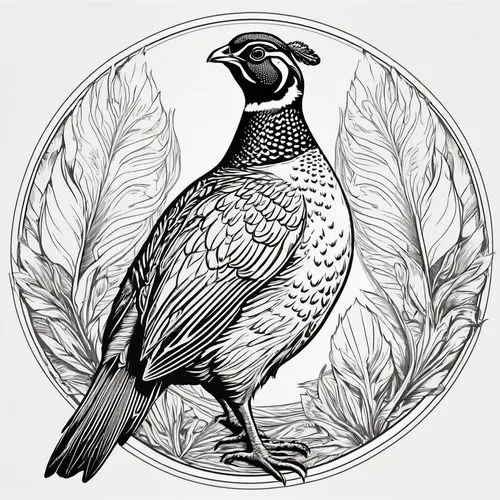 victoria crown pigeon,quail,nz badge,grouse,ruffed grouse,coat of arms of bird,peregrine thrush,bird illustration,rp badge,an ornamental bird,bobwhite,crown pigeon,galliformes,american woodcock,ornamental bird,ring-necked pheasant,a badge,badge,flower and bird illustration,plumed-pigeon,Illustration,Black and White,Black and White 04