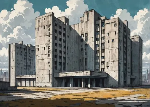 kurilsk,norilsk,scampia,sanatoriums,chernobyls,sanatorium,prora,psychiko,sedensky,pripyat,reznikov,apartment block,block of flats,stalin skyscraper,brutalism,apartments,gunkanjima,zelenograd,chernogorneft,minsk,Illustration,Japanese style,Japanese Style 06