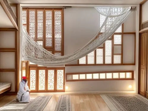 japanese-style room,hanok,japanese architecture,bamboo curtain,ryokan,tatami,canopy bed,japanese patterns,room divider,interior decoration,patterned wood decoration,junshan yinzhen,japanese-style,interior decor,kanazawa,kyoto,japanese style,asian architecture,kimono fabric,window treatment